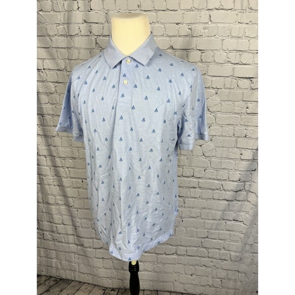 Brooks Brothers Men’s L Original Fit Polo Blue All Over Sail Boat Print Nautical - Picture 2 of 8
